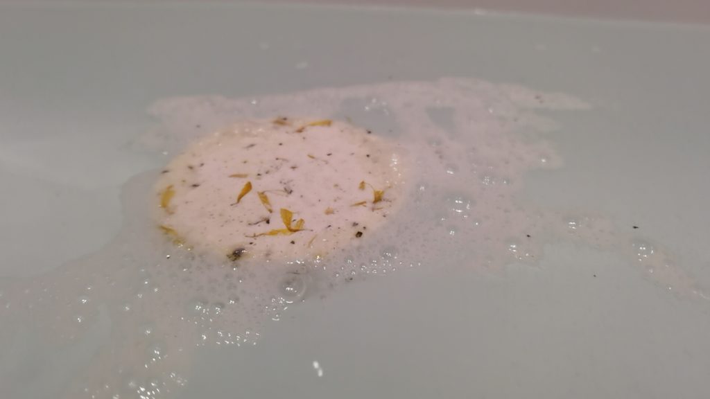 Gift From Santa Holiday Bath Fizz by Pretty Organic Cosmetics dissolving