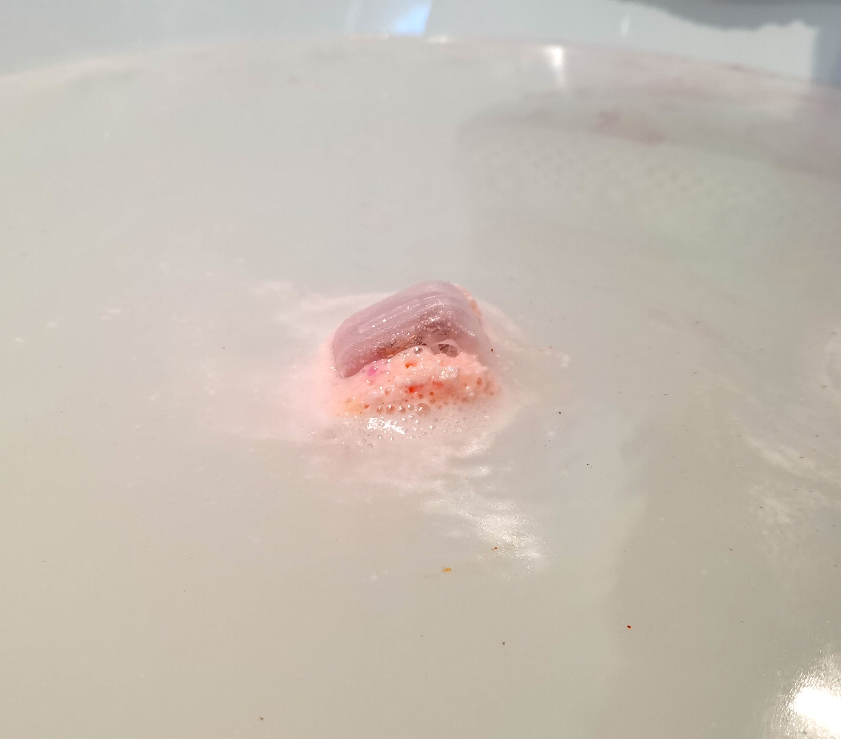 Rose-Gold-Shimmer-Bath Bomb by Pearl Bath Bombs with prize unveiling saturated
