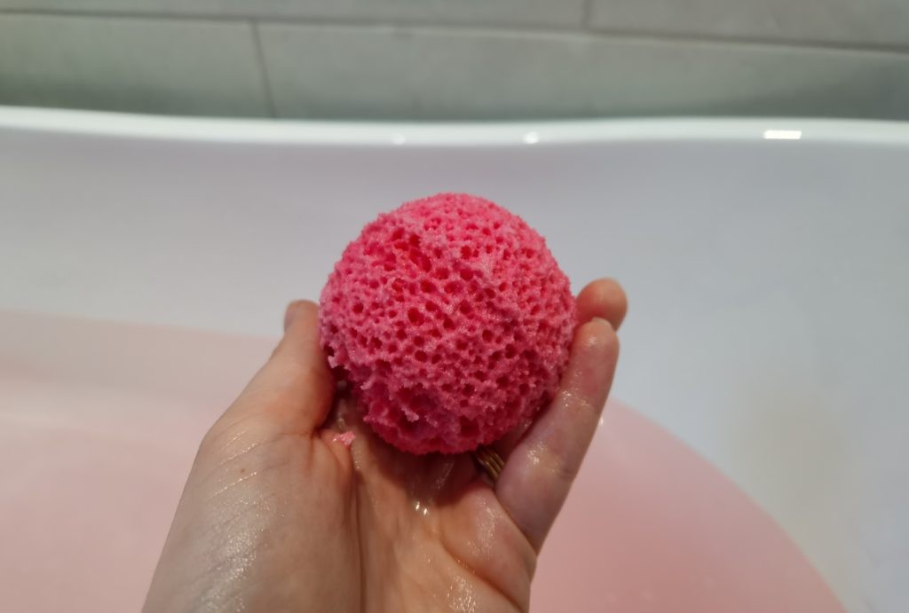 Cherry Almond Bath Bomb by Bath Scents (Dollarama) after it started fizzing
