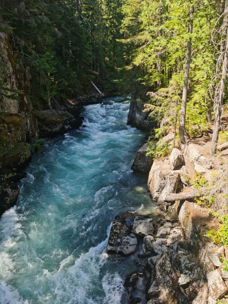 Blue water near the train wreck in whistler