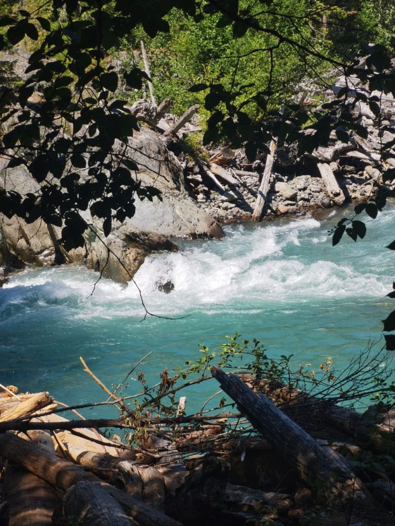 Blue water near the train wreck in whistler