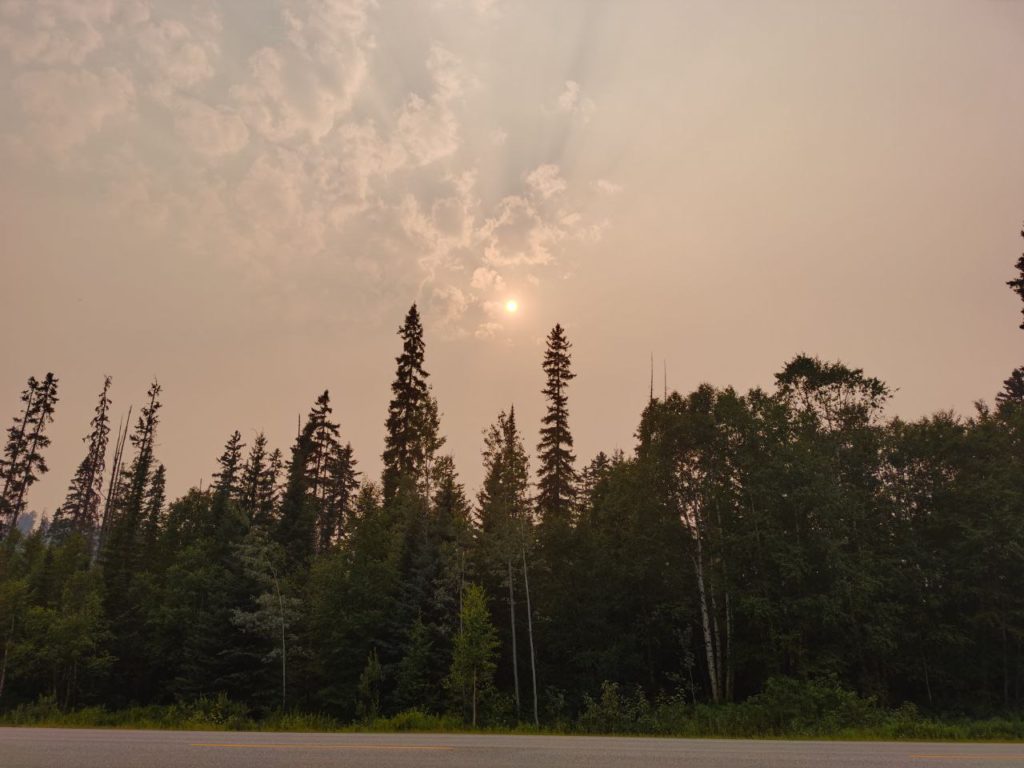 Covered sun from smoke from forest fires