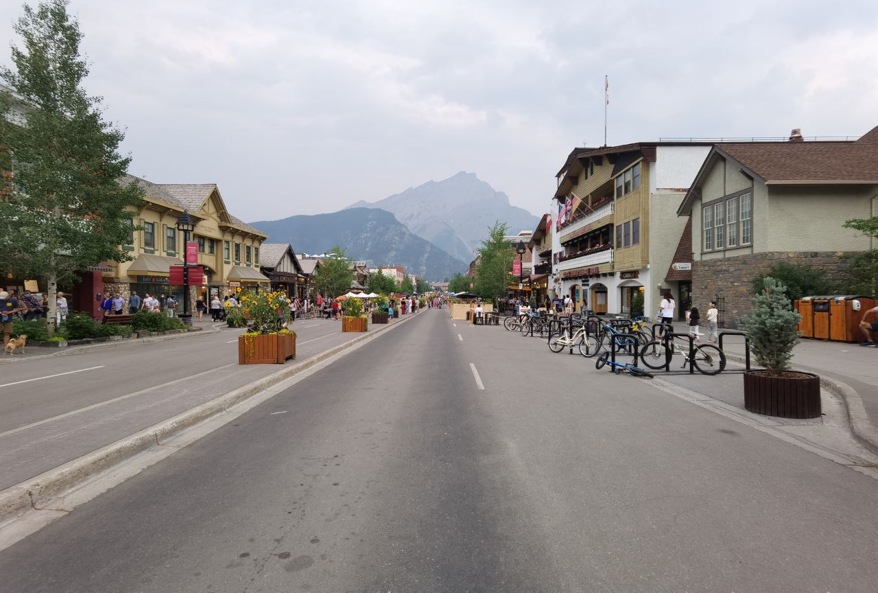 View of mountains from Town of Banff