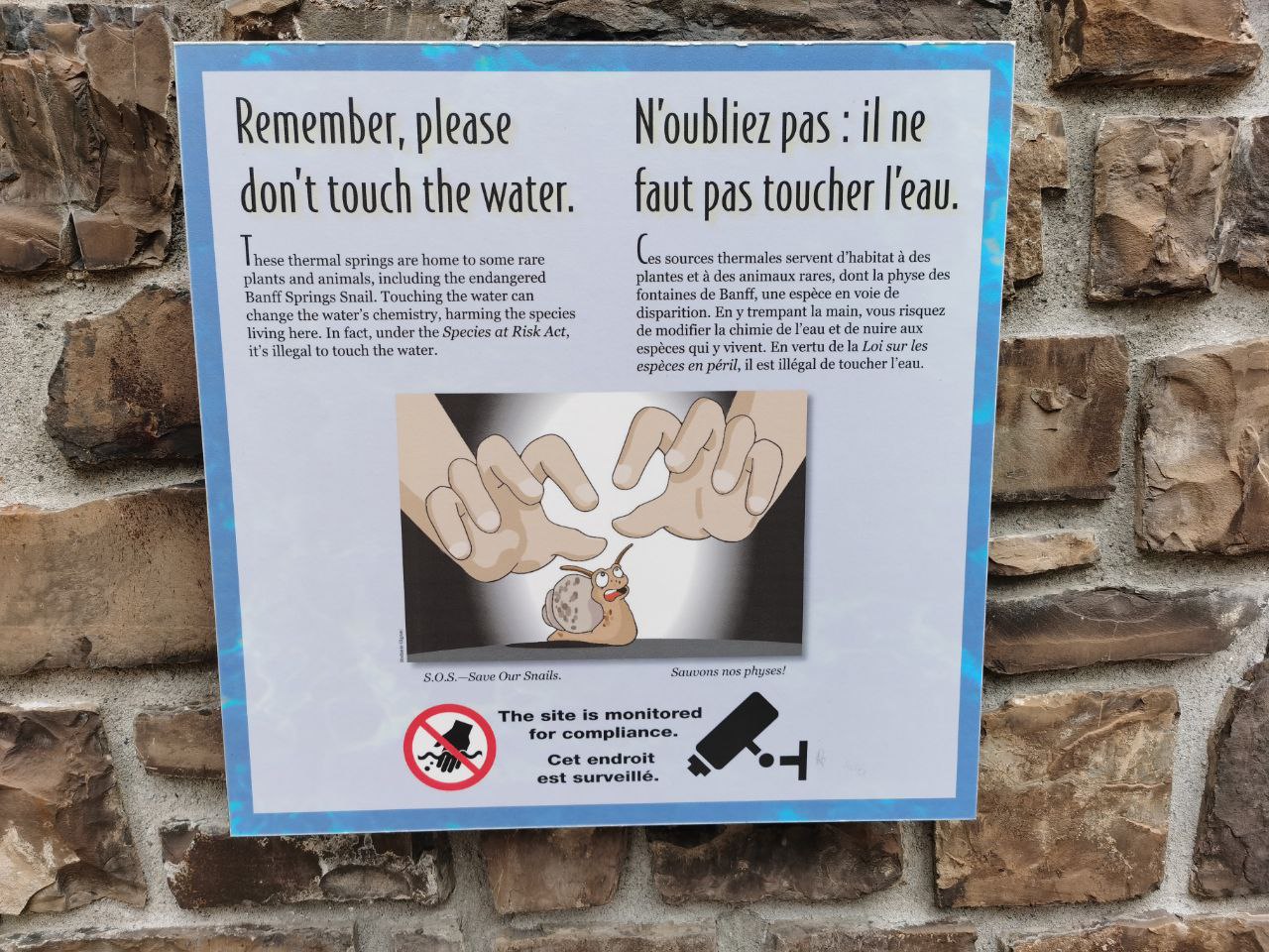Photo of sign at Banff national park talking about snails