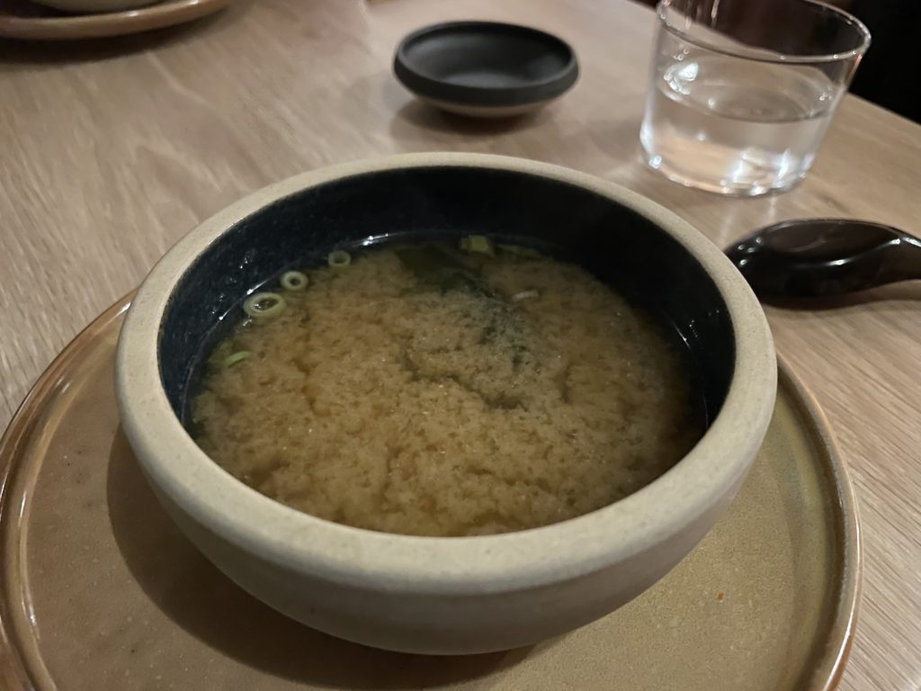 Miso soup at Bloom Sushi