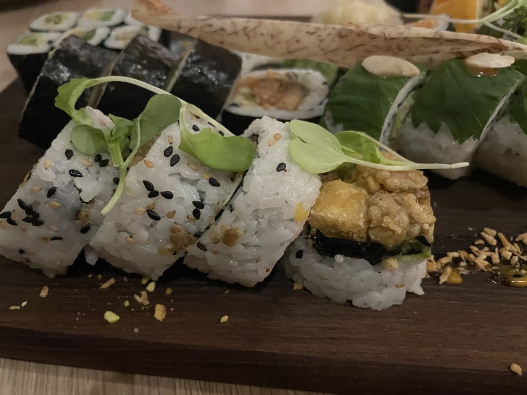 Sushis on a platter at Bloom Sushi