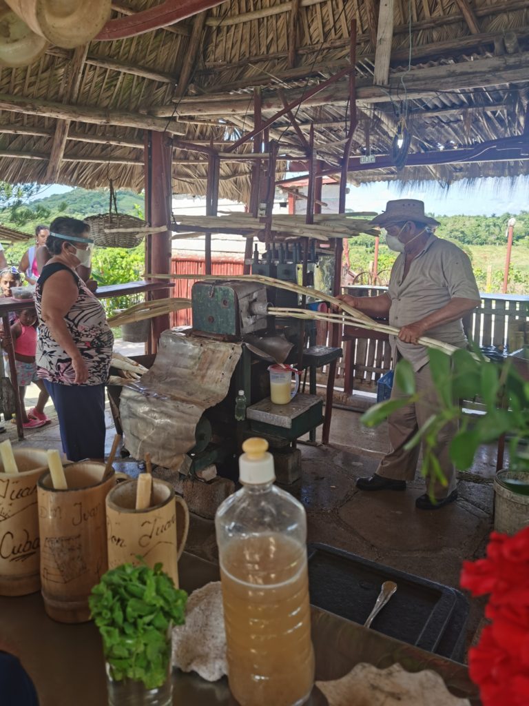 Making sugar cane juice in a farm in Matanzas, Cuba