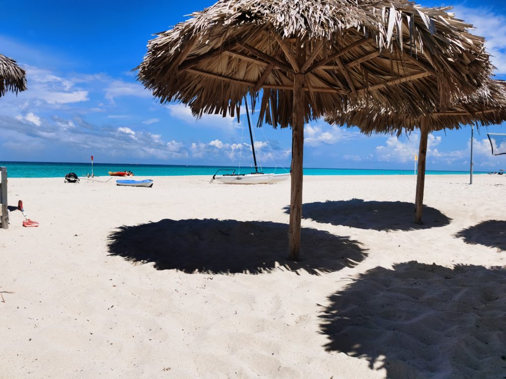 Beach umbrellas in Varadero Cuba 