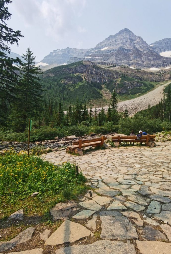 Rest area at Plain of Six Glaciers Tea House at Lake Louise at Banff National Park